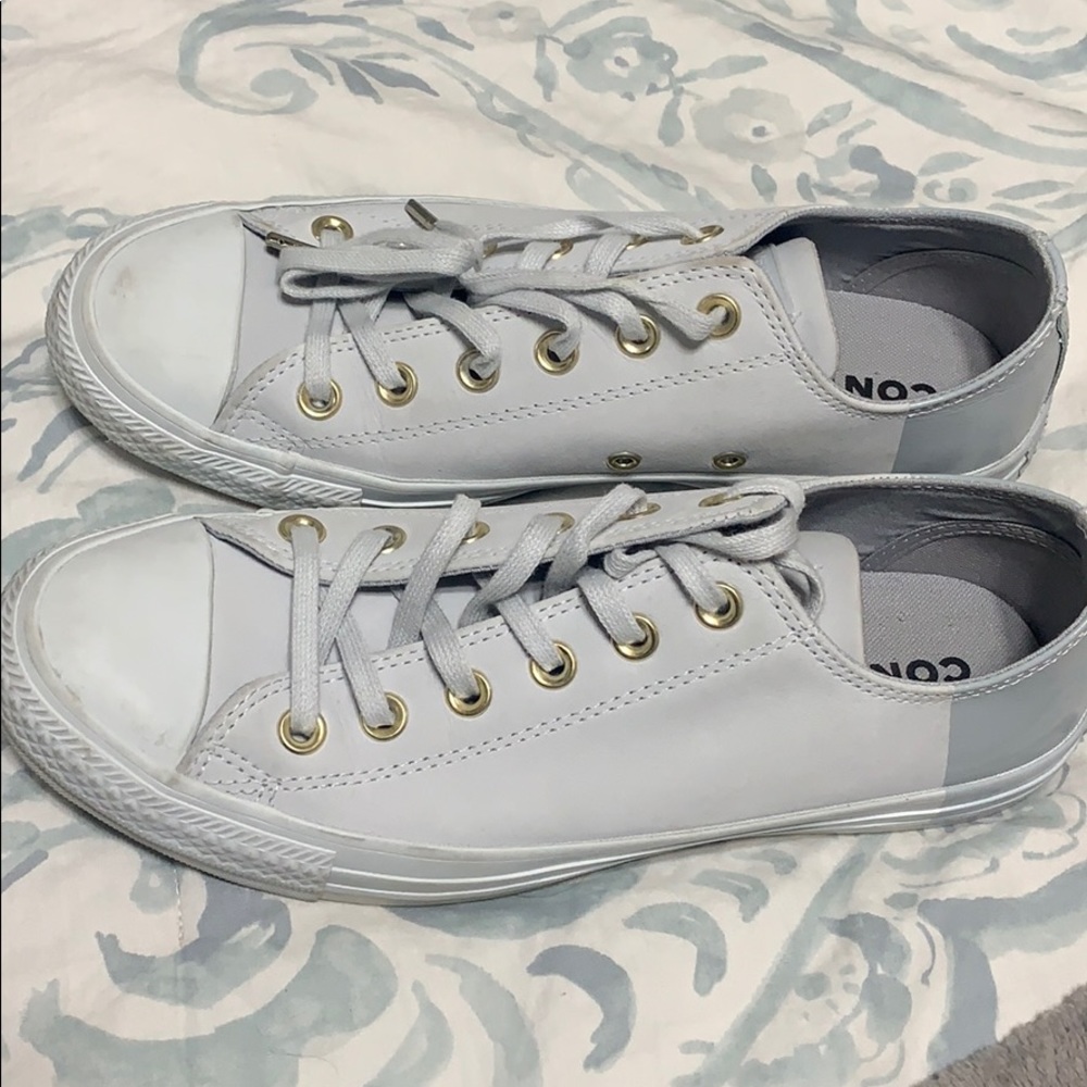 grey leather converse